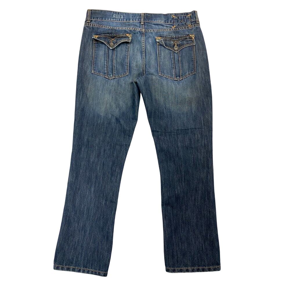 Caffeine NYC Jeans Mens 38x32 Downtown Slim Button Fly Flap Pocket Distressed